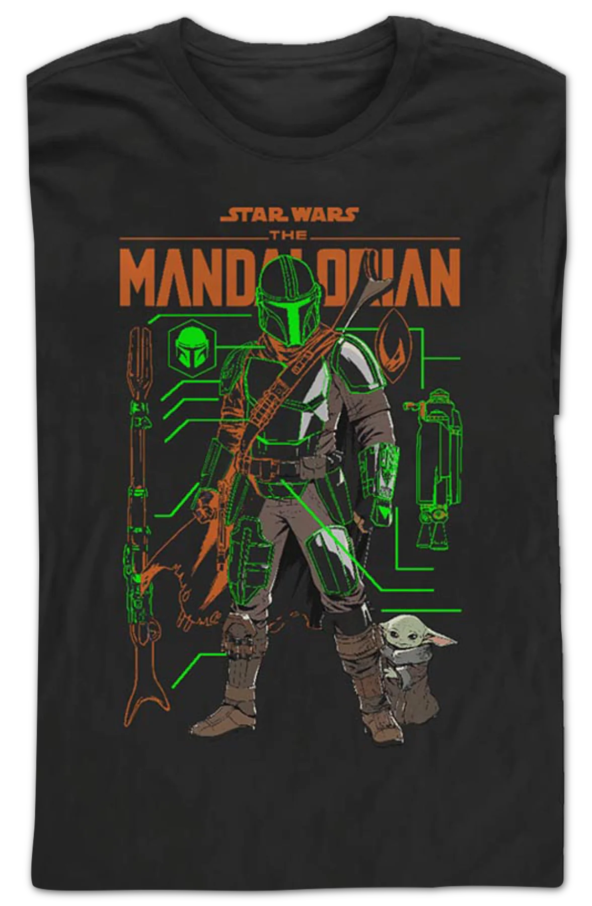The Mandalorian And The Child Outlines Star Wars Long Sleeve Shirt - Image 2