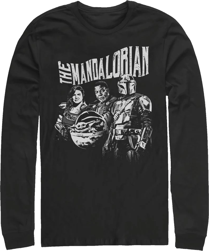 The Mandalorian Black And White Star Wars Long Sleeve Shirt