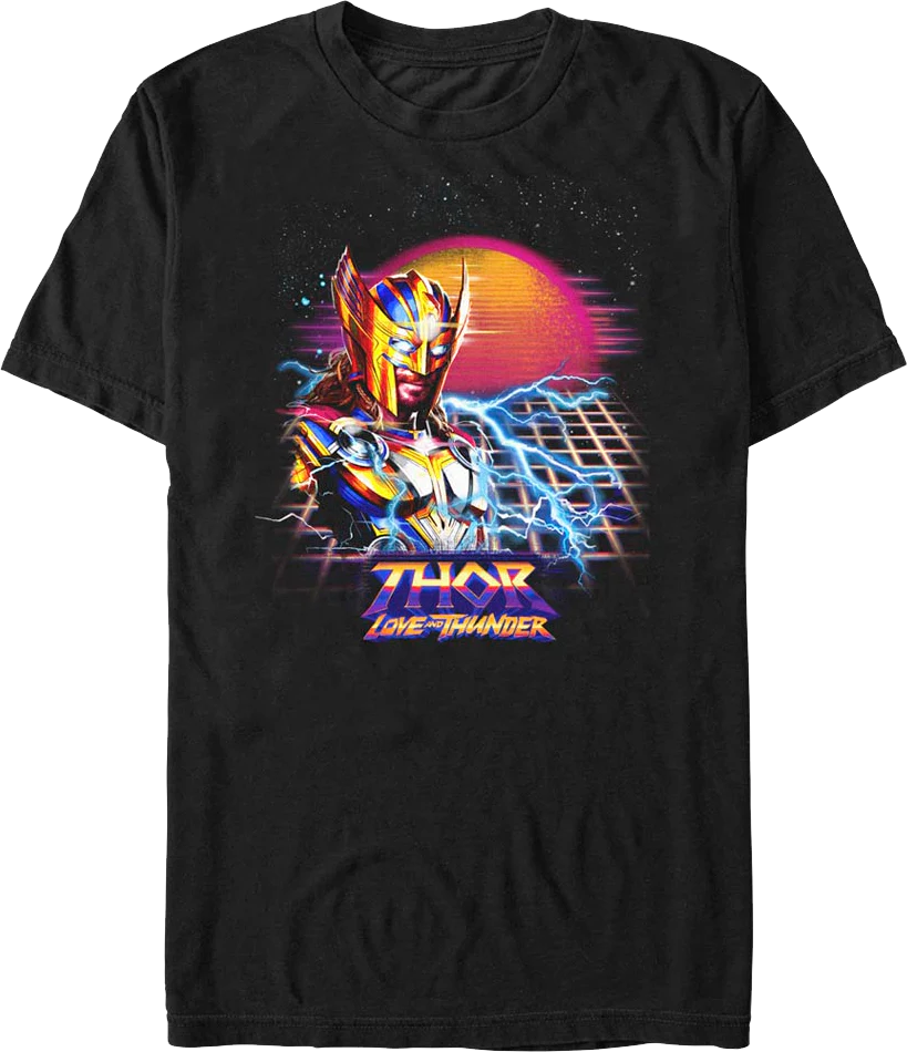 Thor Love And Thunder Synthwave Sunset Marvel Comics T-Shirt