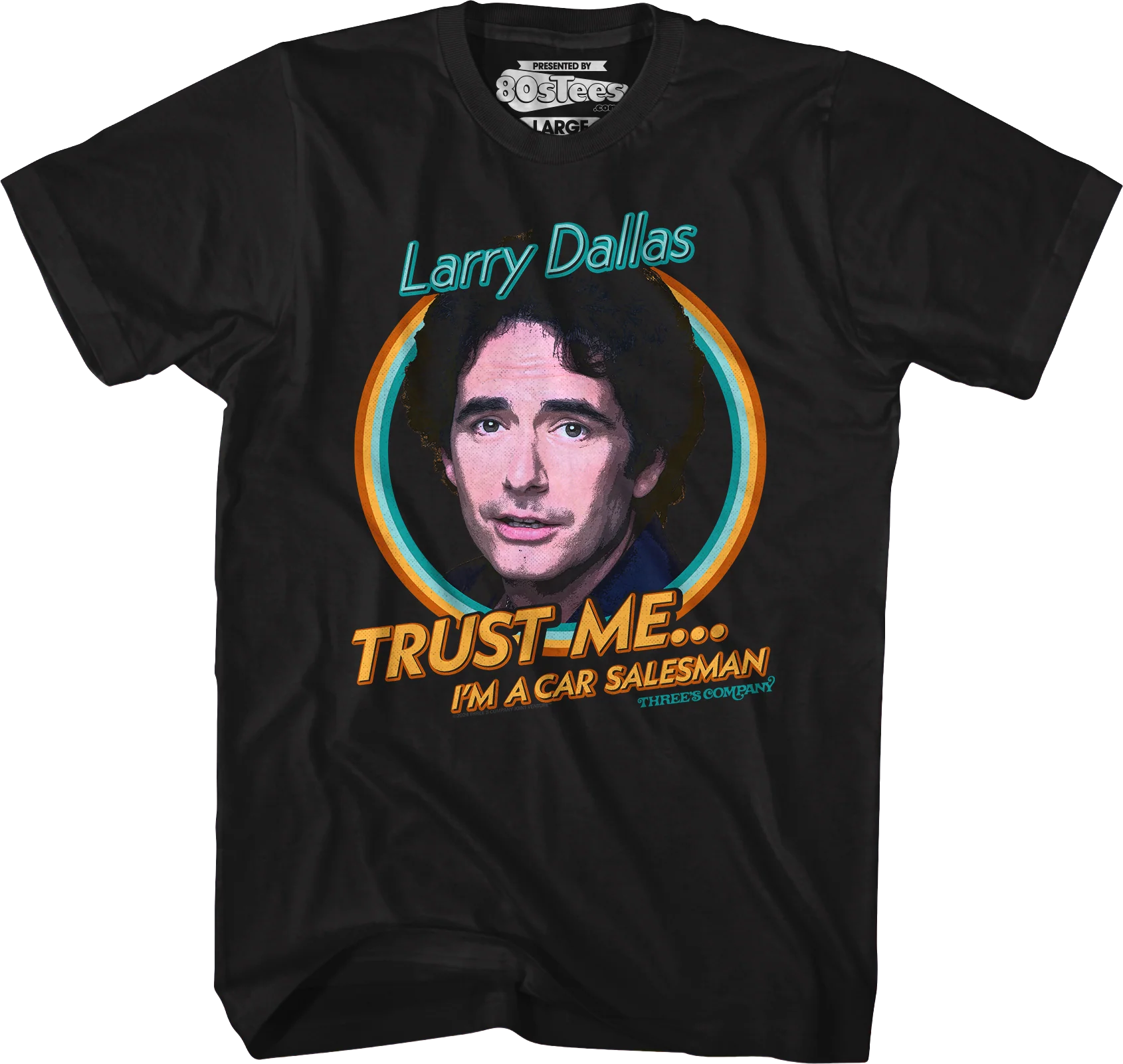 Trust Me I'm A Car Salesman Three's Company T-Shirt - Image 4