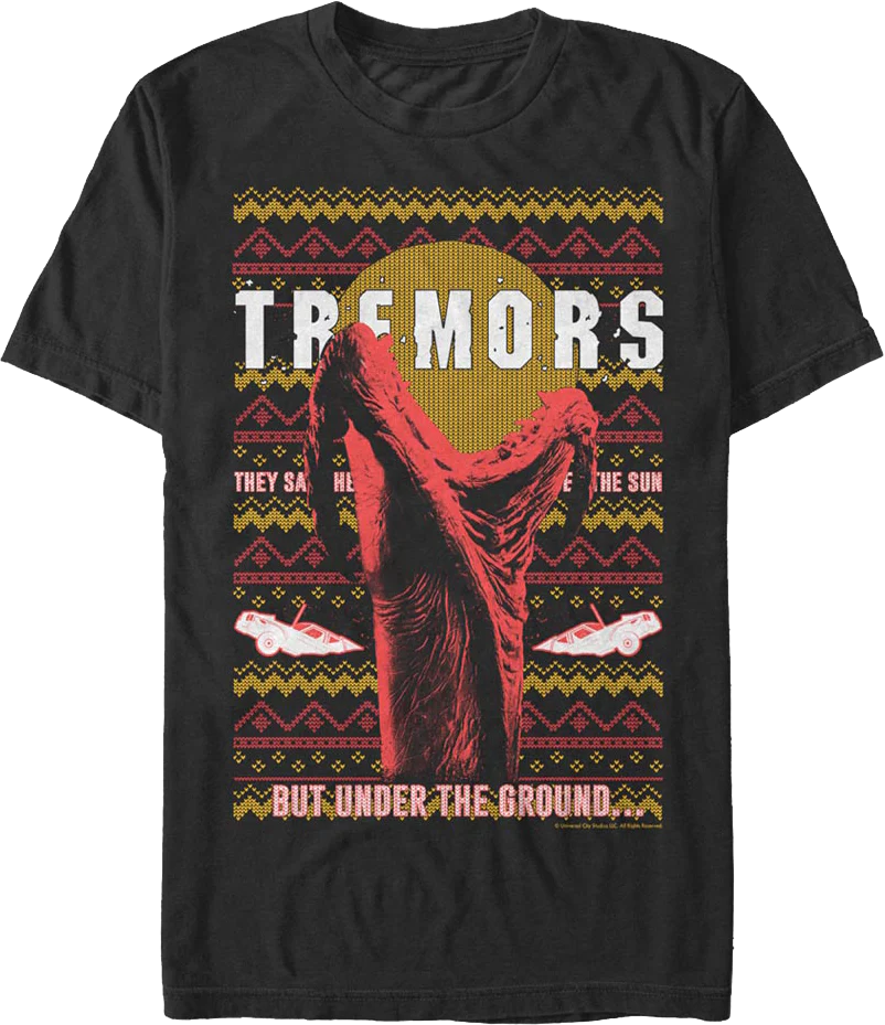 Under The Ground Faux Ugly Christmas Sweater Tremors T-Shirt