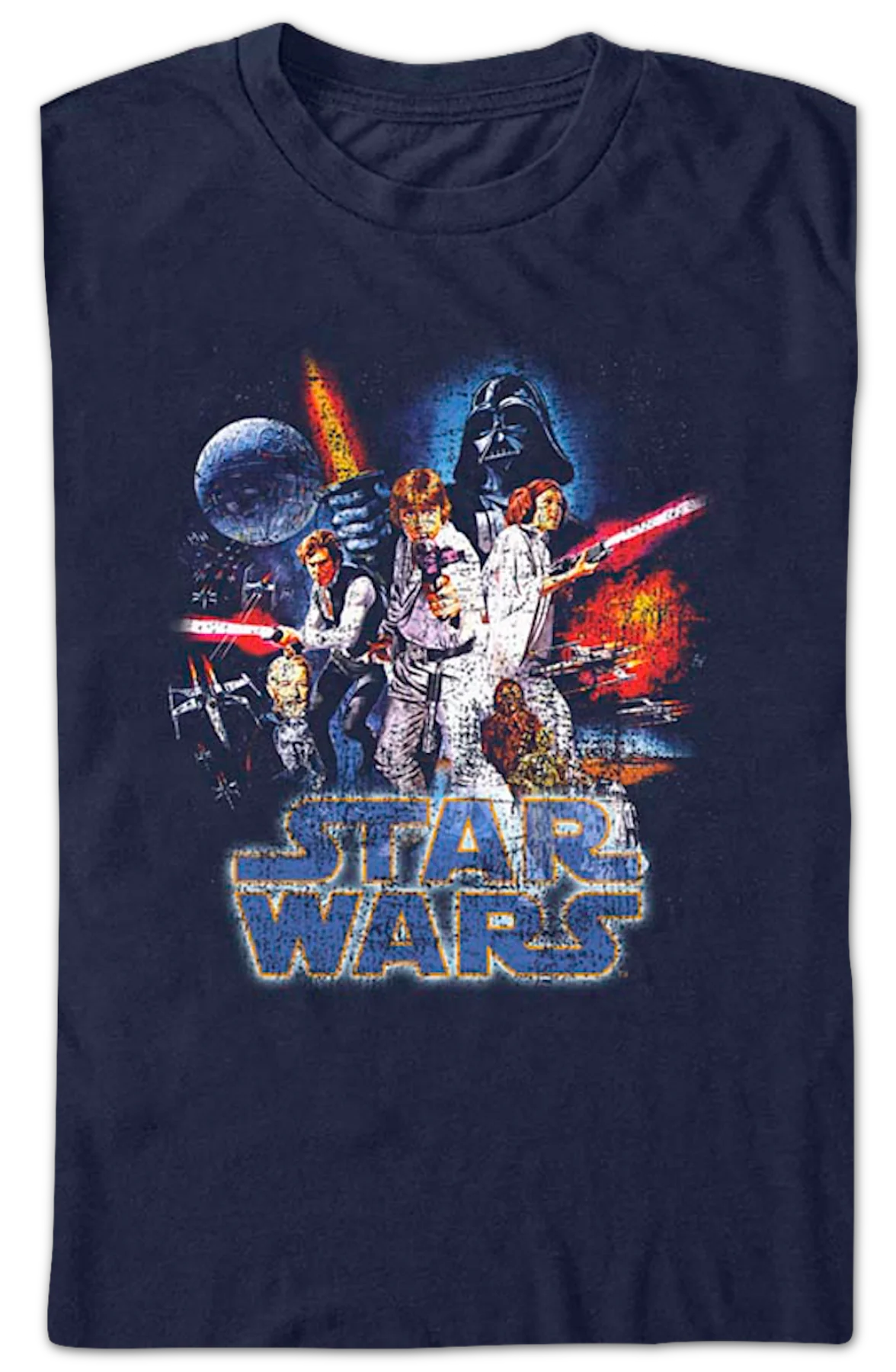 Vintage Episode IV A New Hope Movie Poster Star Wars T-Shirt - Image 2