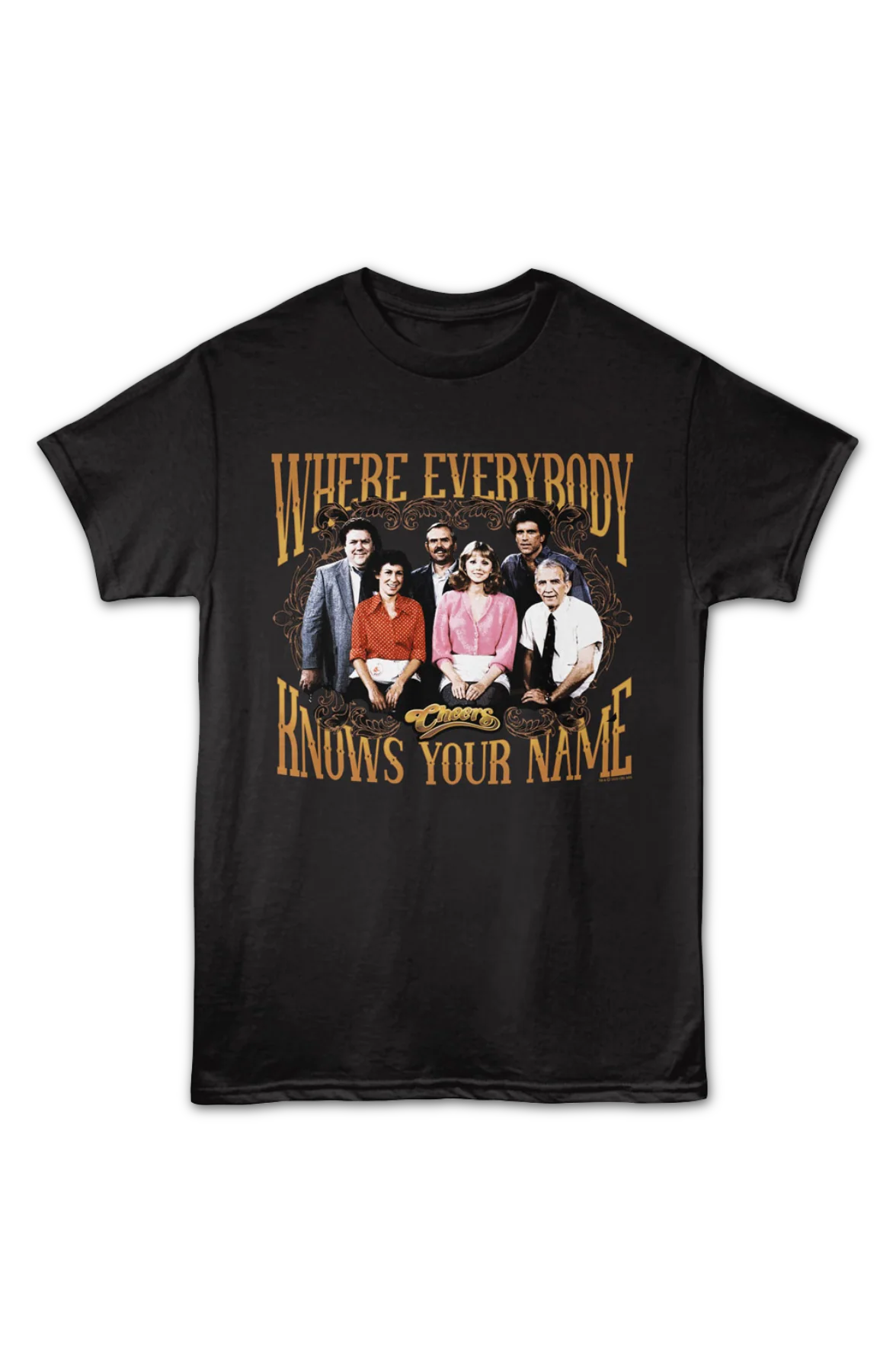 Where Everybody Knows Your Name Original Cast Photo Cheers T-Shirt - Image 2