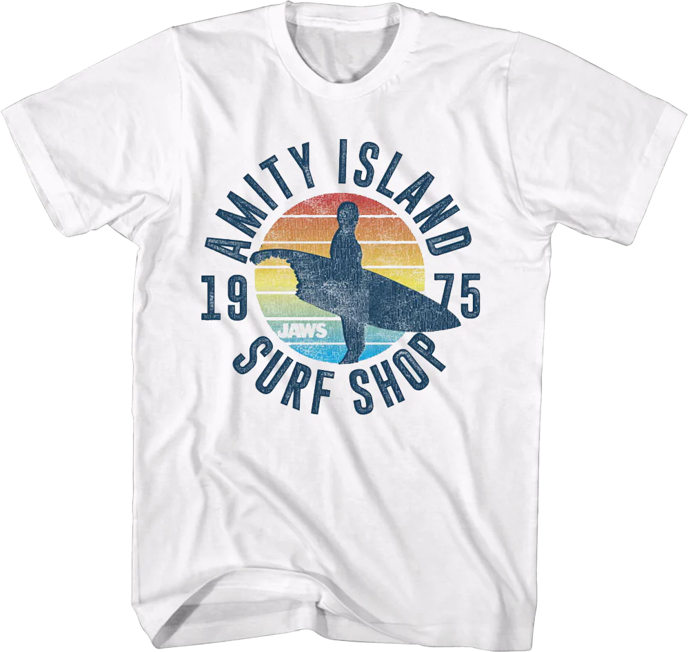 White Amity Island Surf Shop Jaws T-Shirt