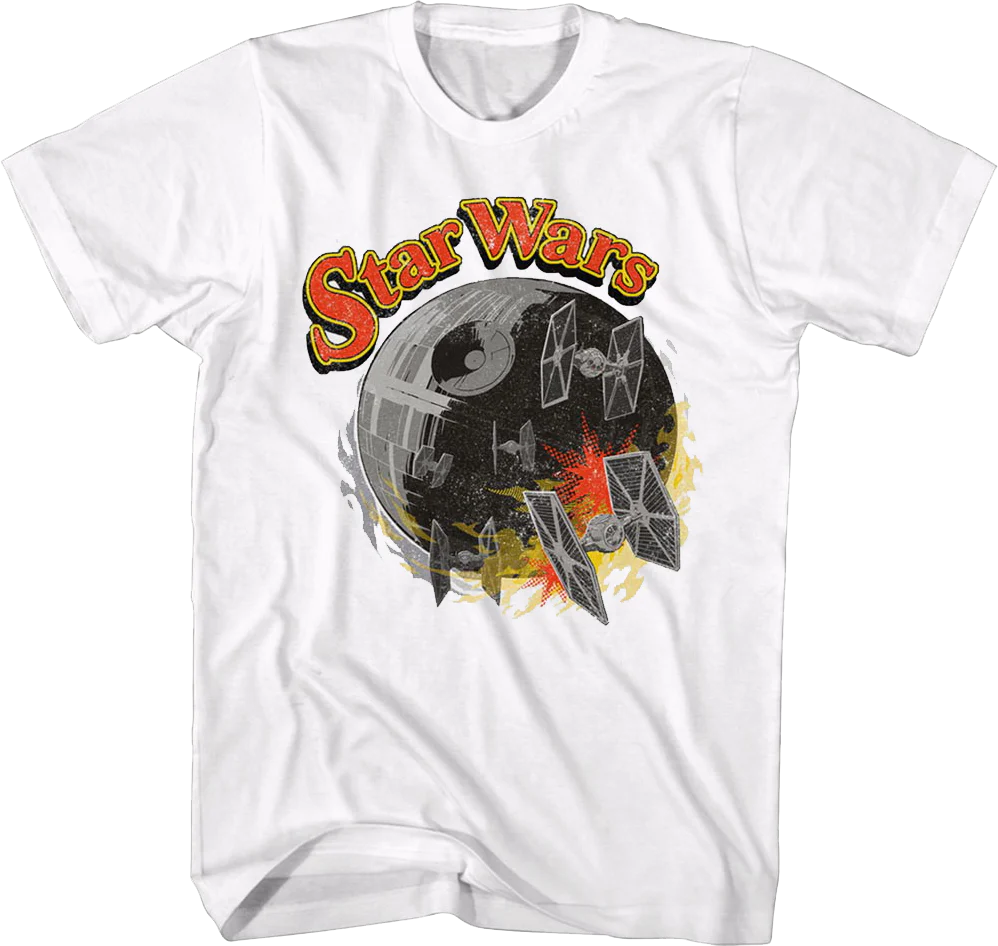 White Death Star And TIE Fighters Star Wars T-Shirt