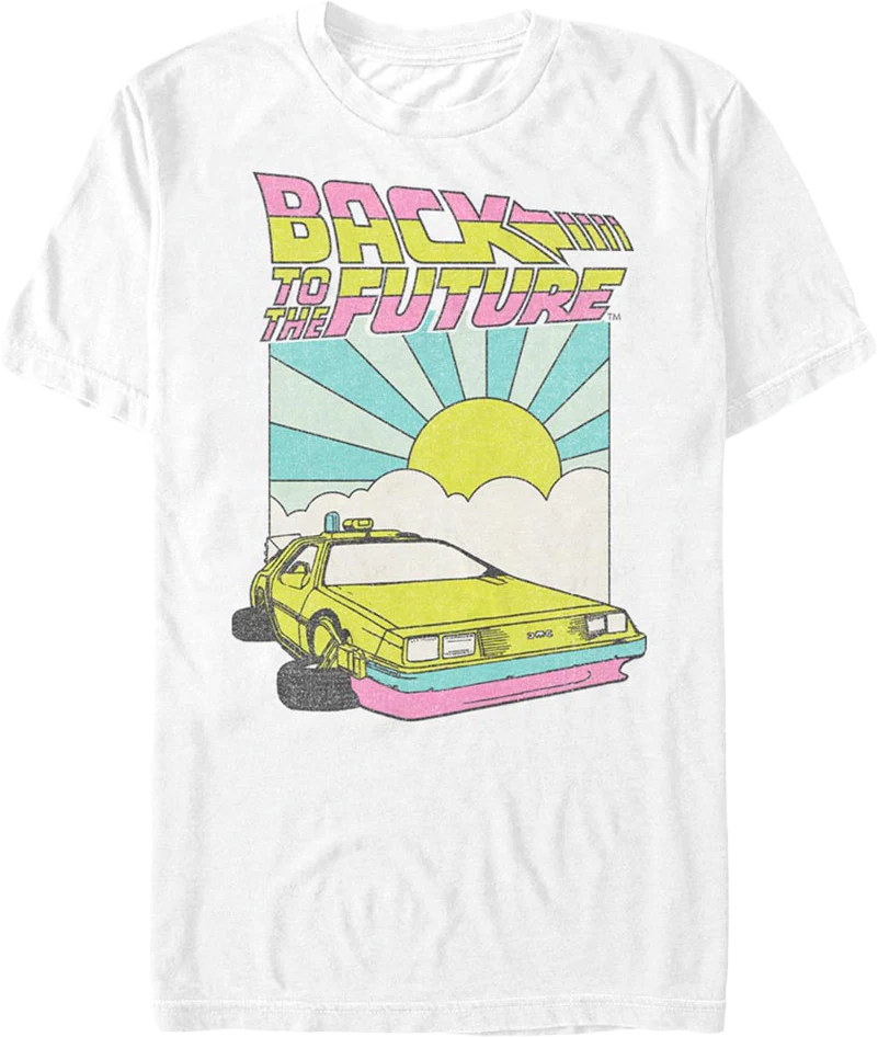 White Retro DeLorean Sunshine Back To The Future T-Shirt