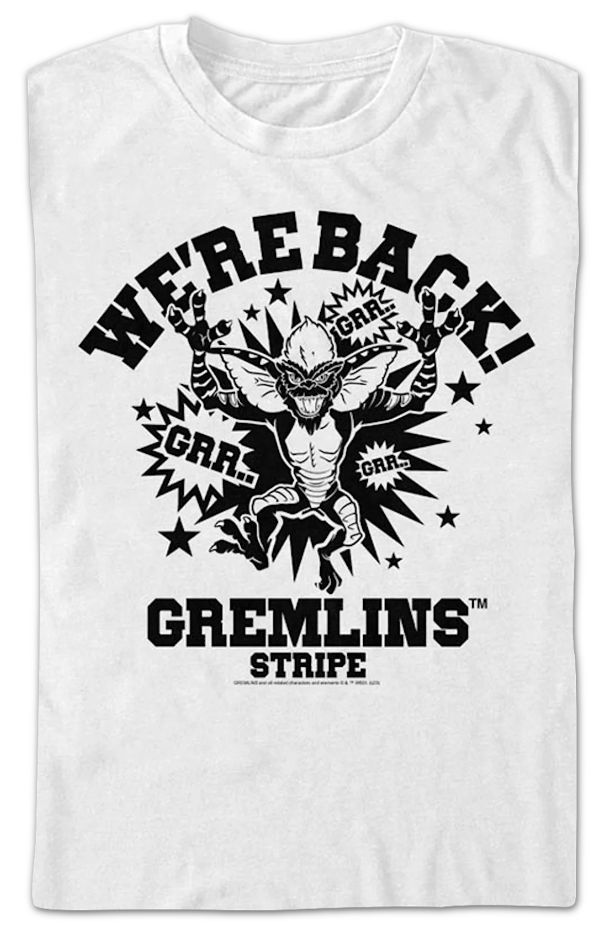 White Stripe We're Back Gremlins T-Shirt - Image 2