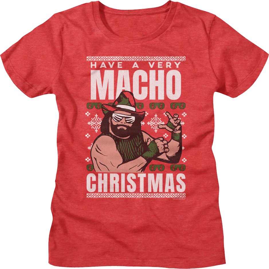 Womens Macho Christmas Faux Ugly Sweater Macho Man Randy Savage Shirt