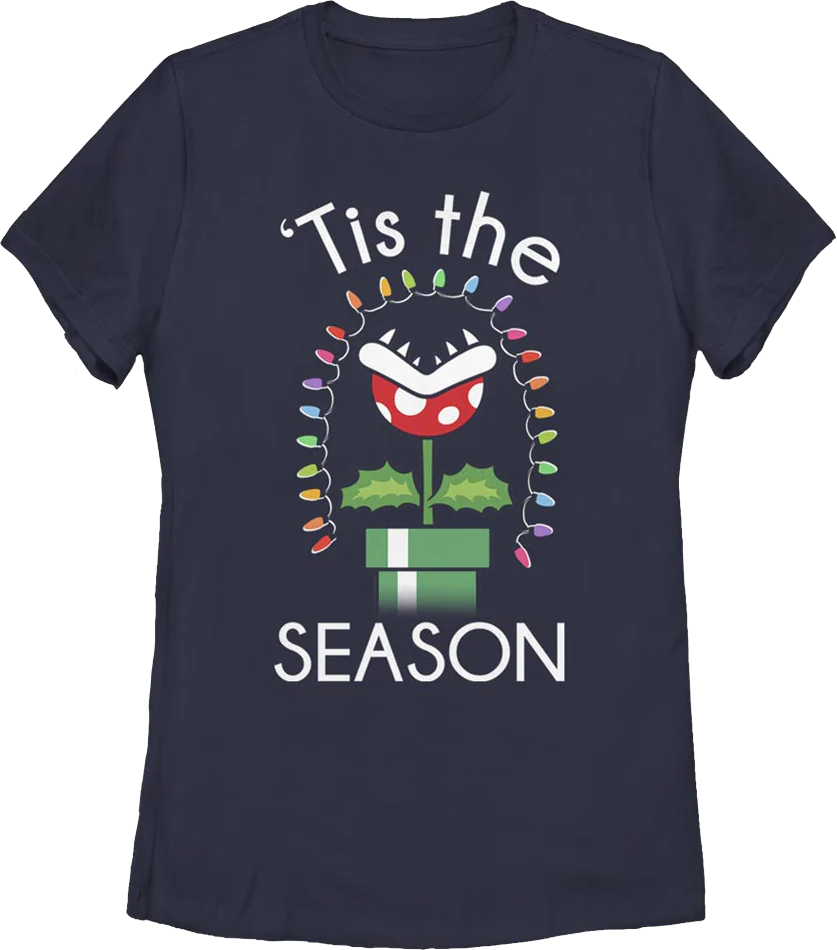 Womens Piranha Plant 'Tis The Season Super Mario Bros. Shirt