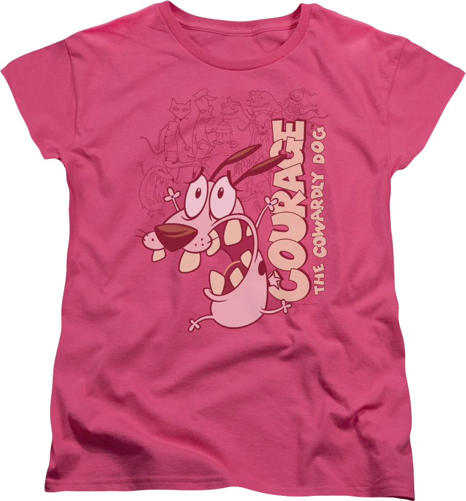 Womens Running Scared Courage The Cowardly Dog Shirt
