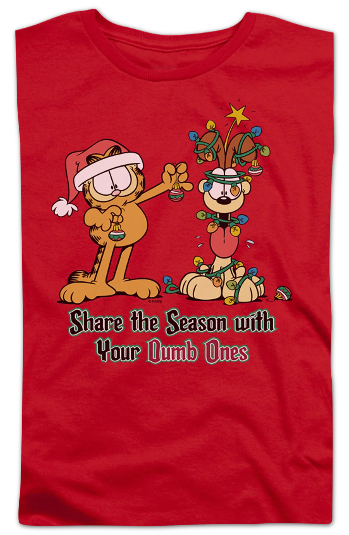 Womens Share The Season With Your Dumb Ones Garfield Shirt - Image 2
