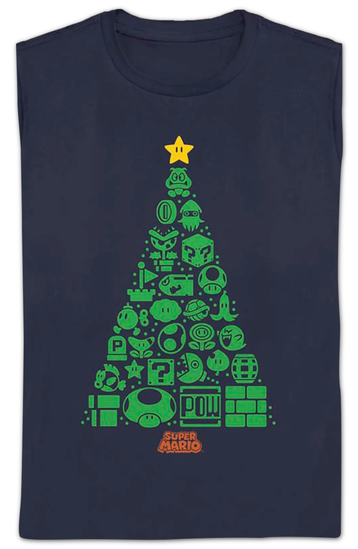Womens Super Mario Bros. Icons Christmas Tree Nintendo Shirt - Image 2