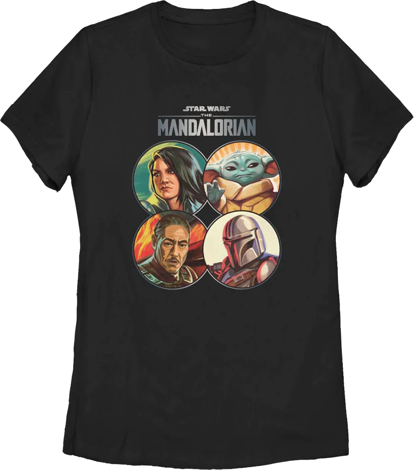 Womens The Mandalorian Coin Collage Star Wars Shirt