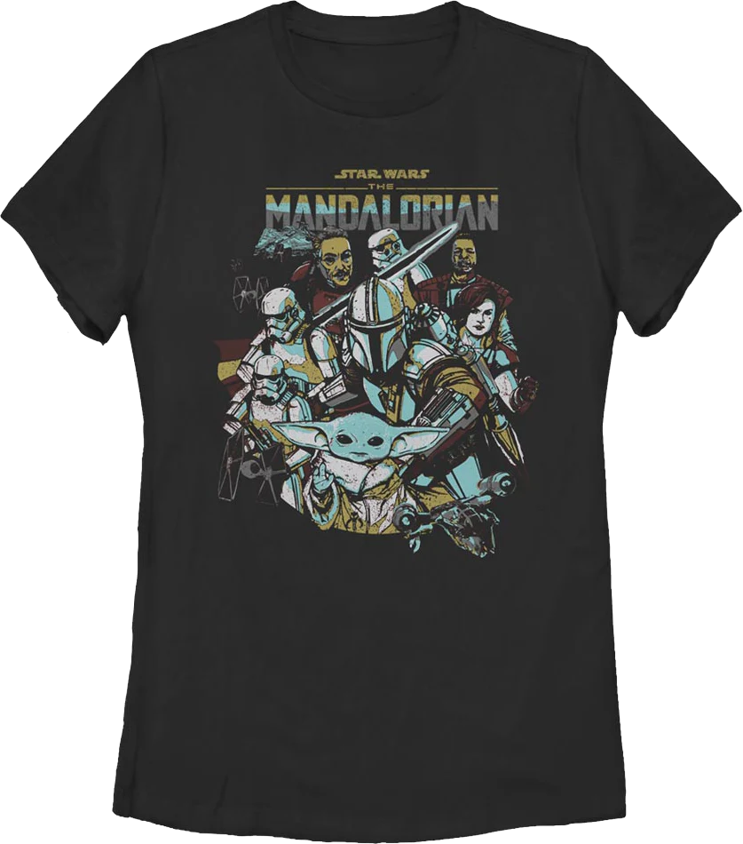 Womens The Mandalorian Collage Star Wars Shirt