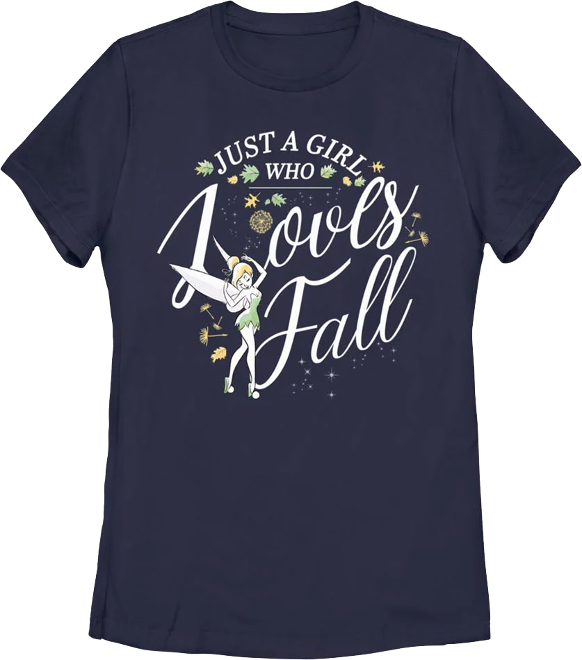 Womens Tinker Bell Just A Girl Who Loves Fall Disney Shirt