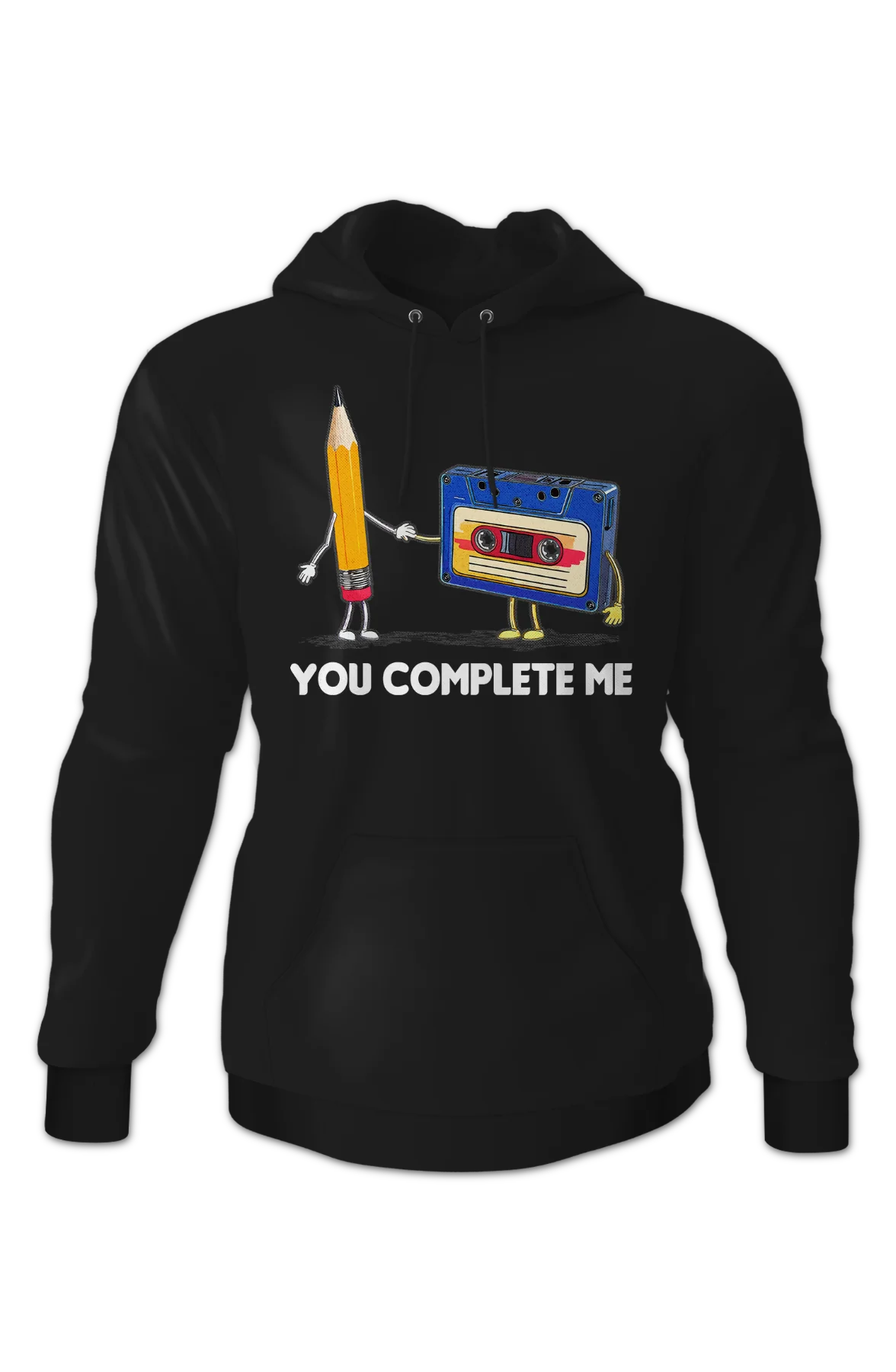 You Complete Me Pencil & Cassette Hoodie - Image 2