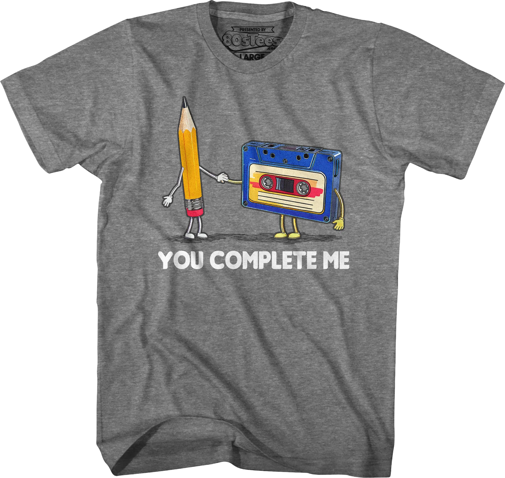 You Complete Me Pencil & Cassette T-Shirt - Image 7