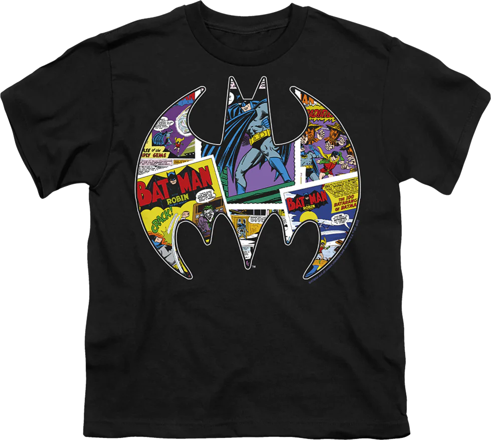 Youth Batman Logo Collage DC Comics Shirt