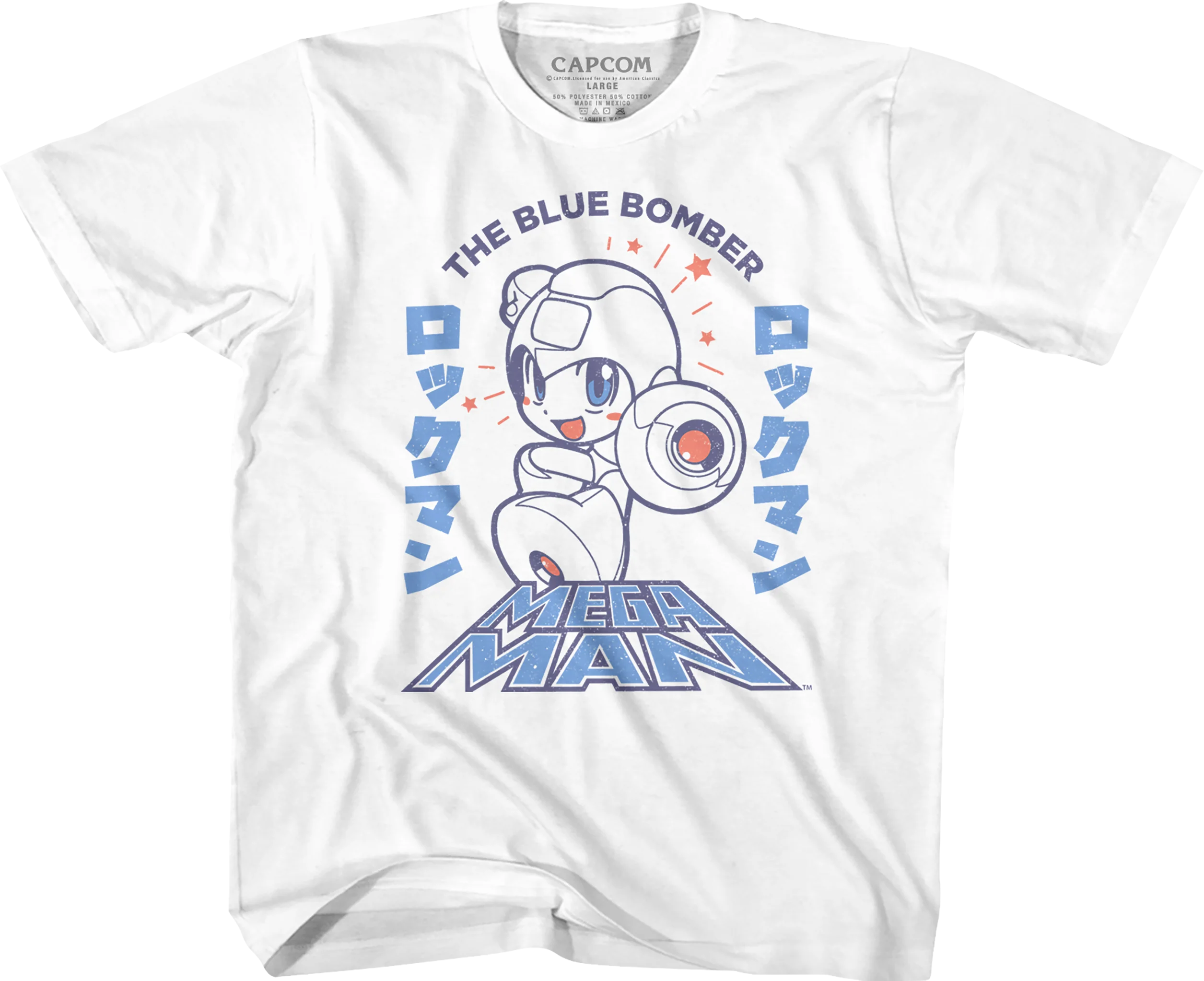 Youth Japanese Text Mega Man Shirt